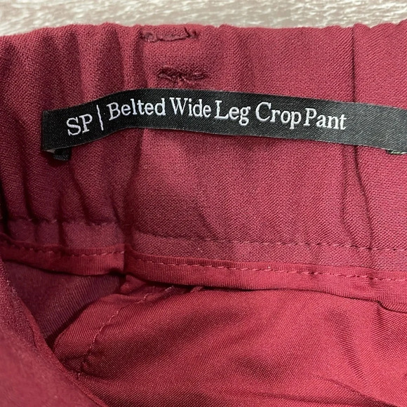 NWOT Talbots Belted Wide Leg Crop Pants Burgundy Wine SP - Picture 13 of 15